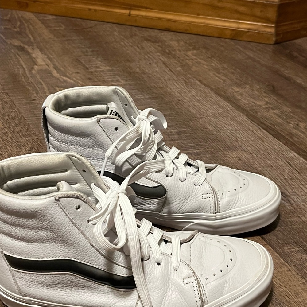 White and Black High-Top Sneakers